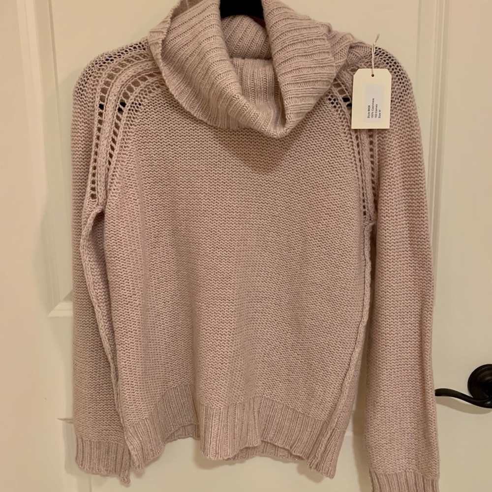 NWT 100% cashmere INHABIT turtleneck rose pink